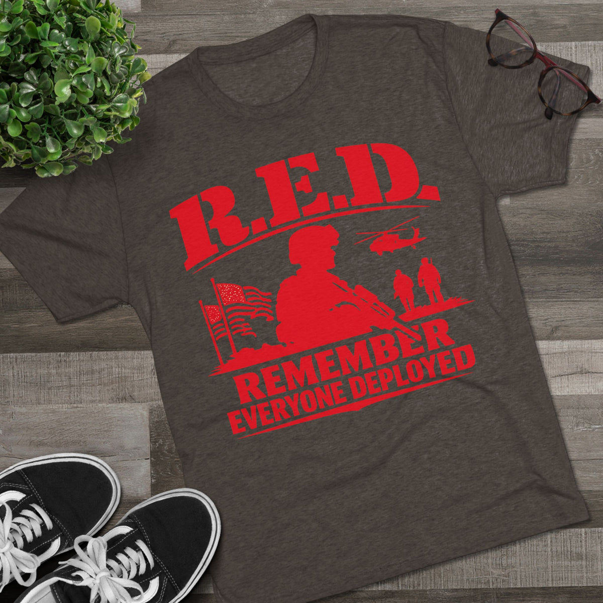 Remember Everyone Deployed (R.E.D.) Military Tribute T-Shirt