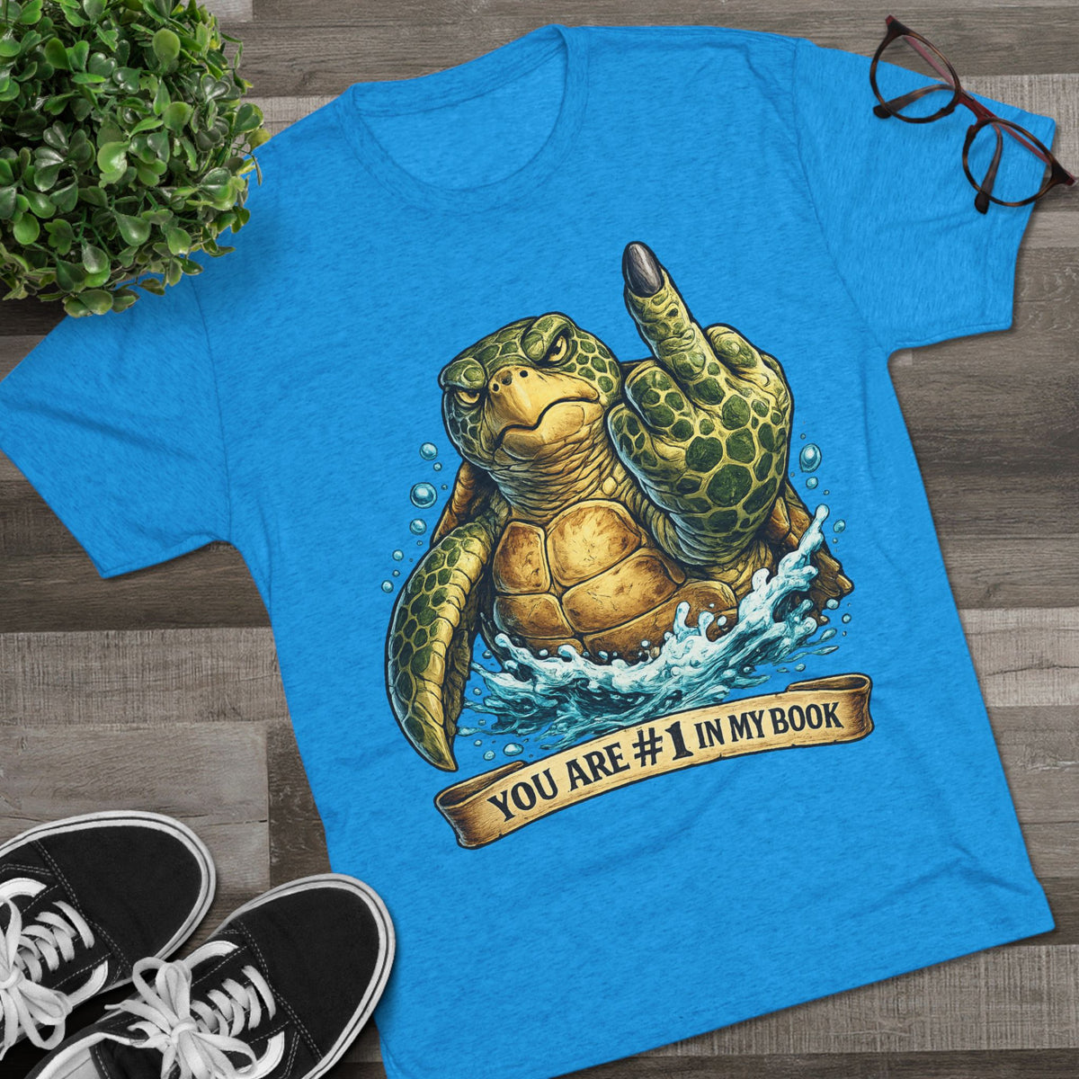Sea Turtle Middle Finger Graphic Tee — "You Are #1 in My Book"