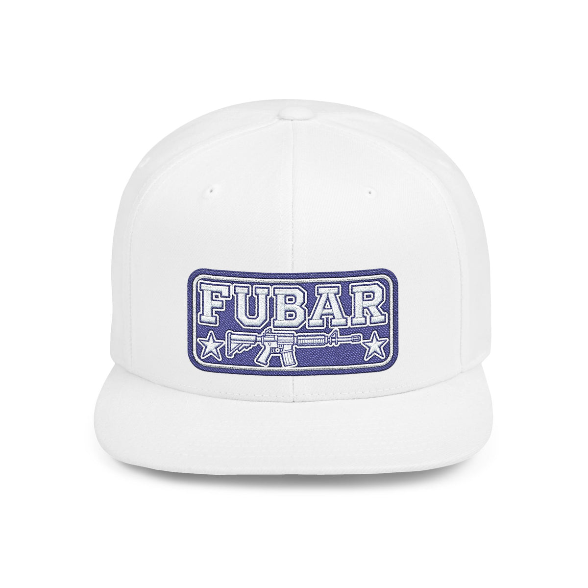 FUBAR Flat Bill Snapback Hat — Retro Embroidered Logo Cap