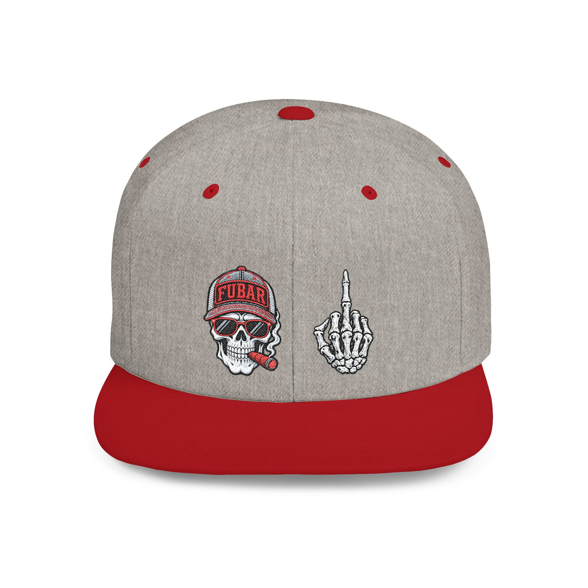 Skull & Middle Finger Flat Bill Snapback Hat