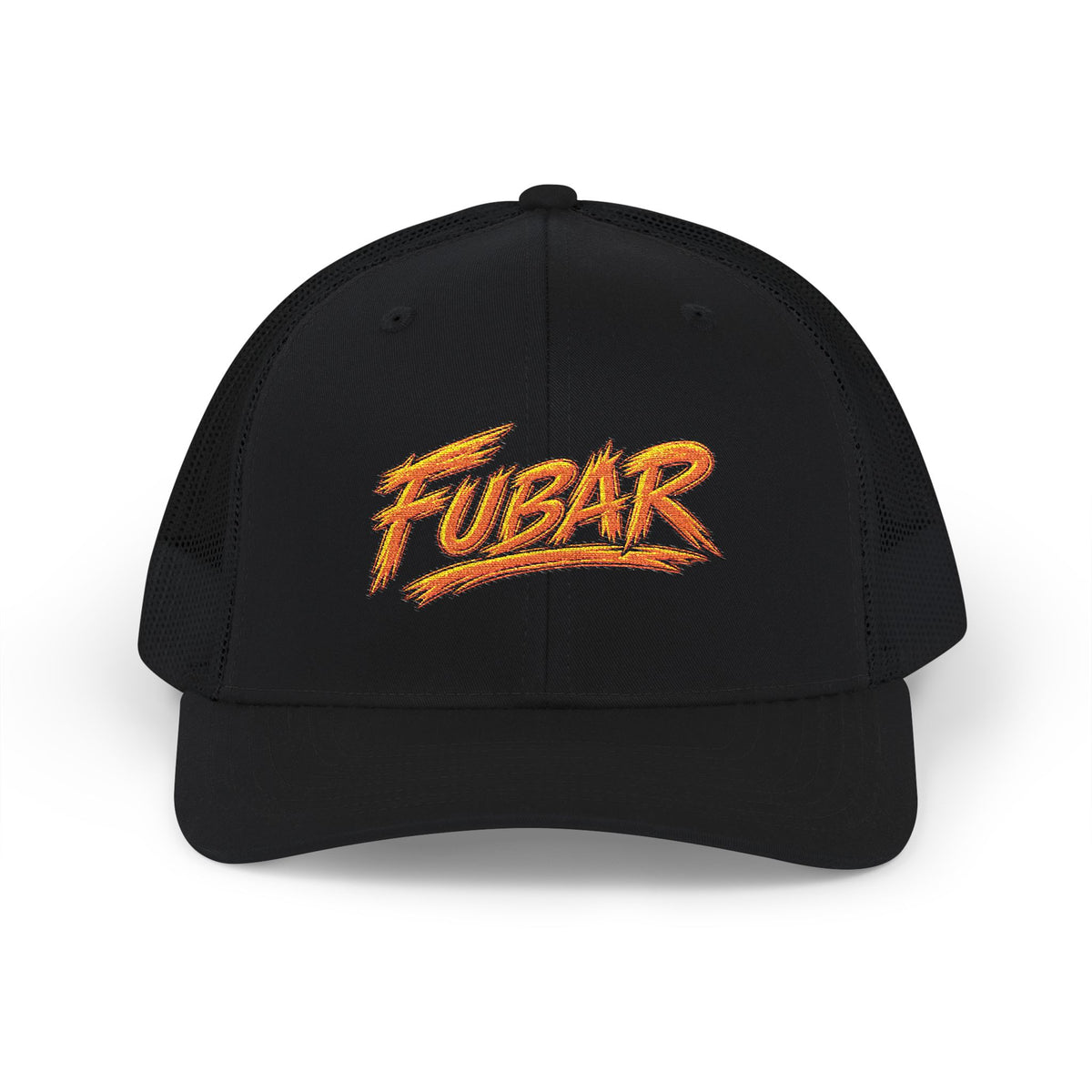 Richardson Trucker Cap — FUBAR Flame Logo Snapback (Embroidered)
