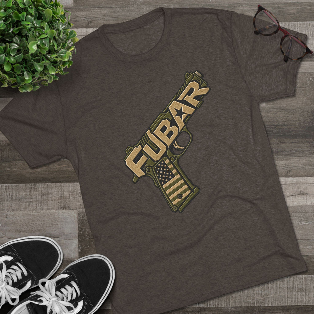 Fubar Military Flag Pistol Design Shirt