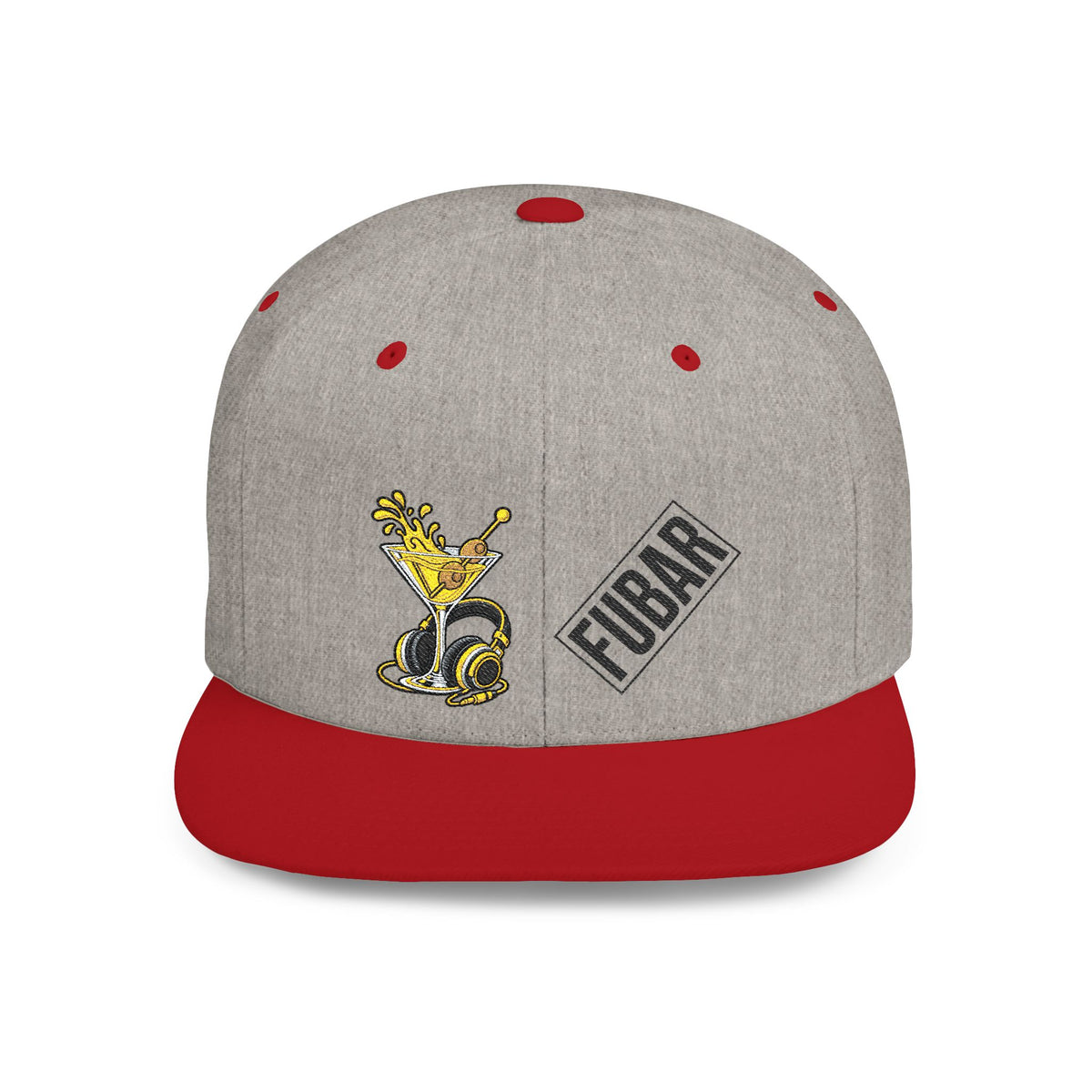 Flat Bill Snapback Hat — FUBAR Patch & Yellow Cartoon Design