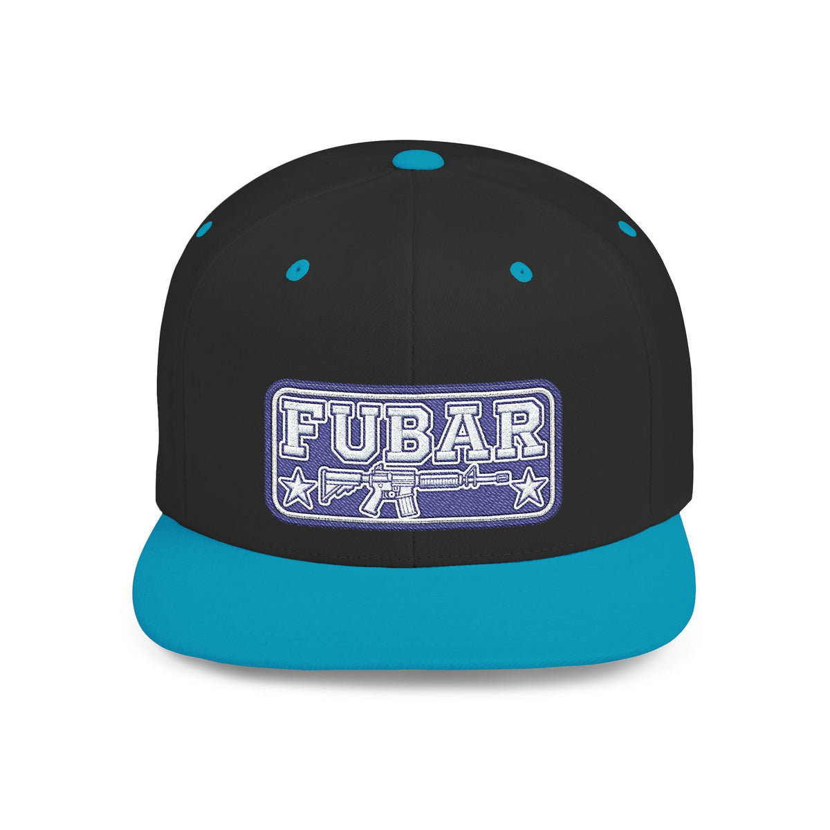 FUBAR Flat Bill Snapback Hat — Retro Embroidered Logo Cap