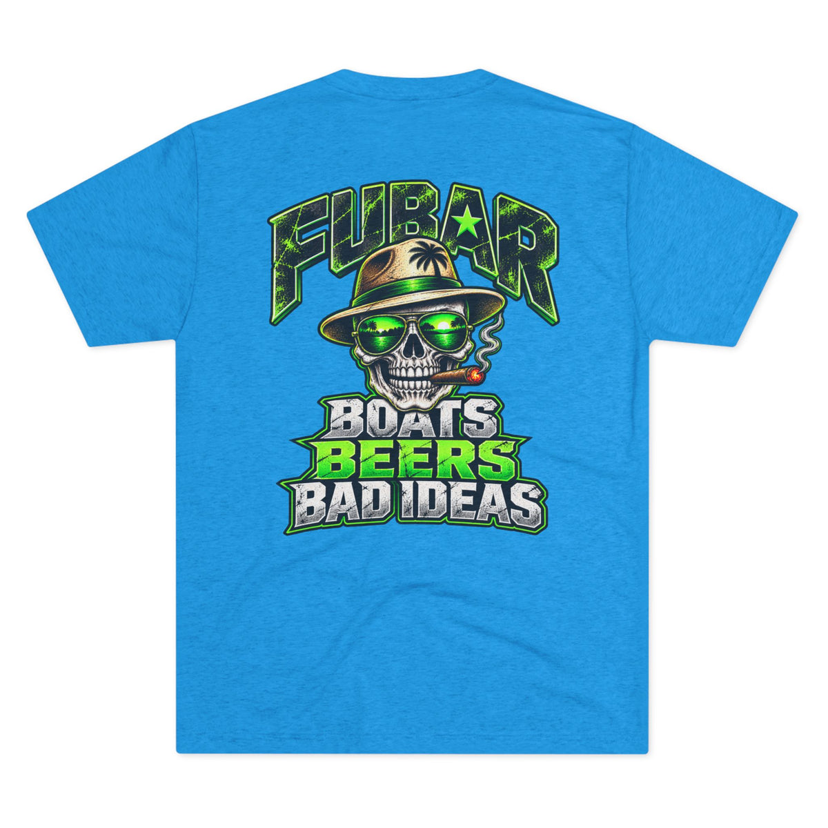 'Boats Beers Bad Ideas' Neon Skull Beach Shirt