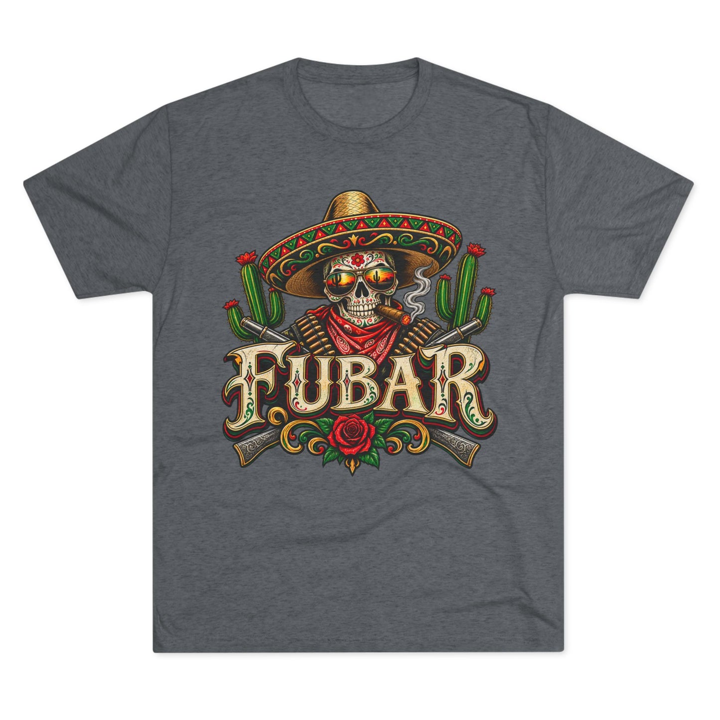 FUBAR Skull Tee — Day of the Dead Sombrero Graphic T-Shirt