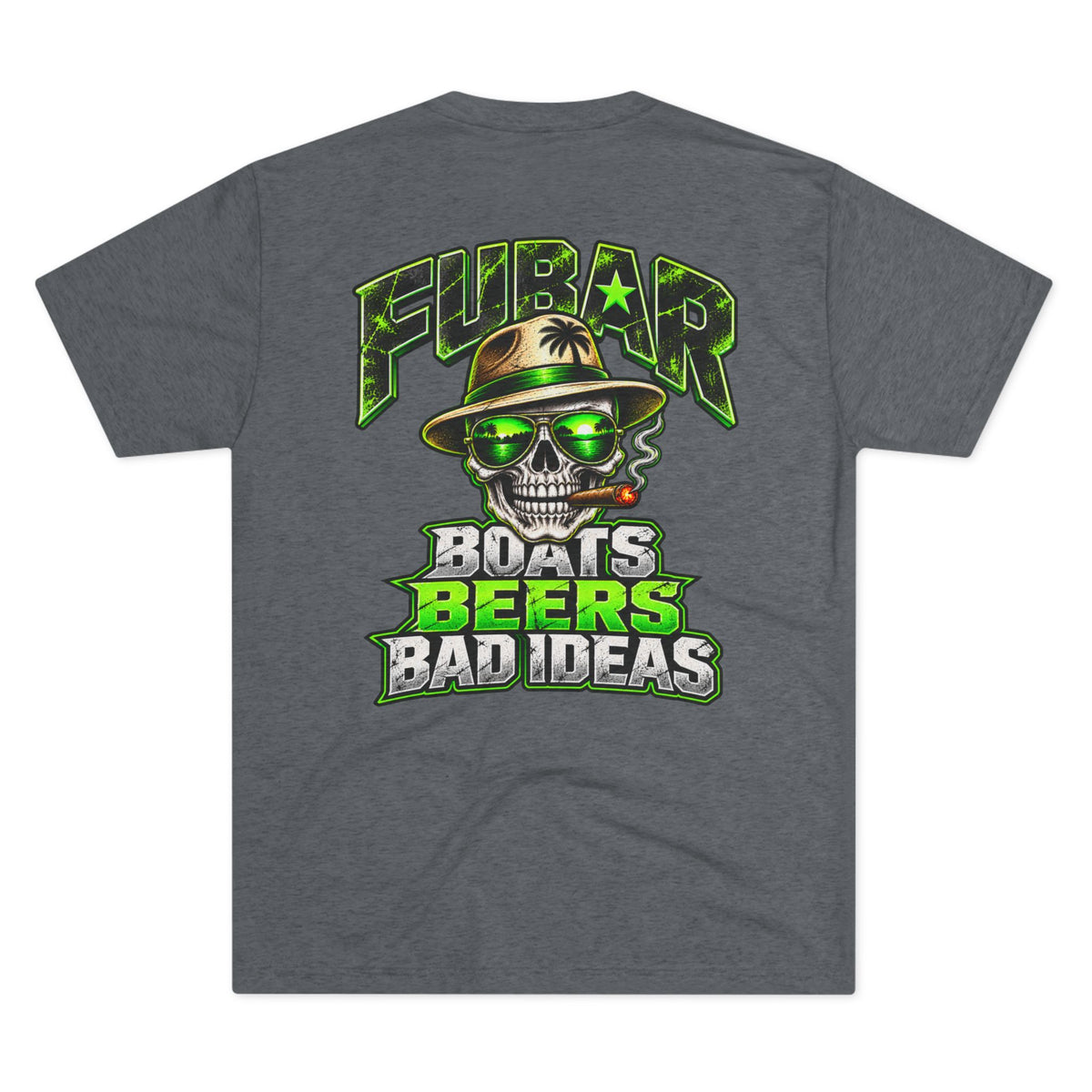'Boats Beers Bad Ideas' Neon Skull Beach Shirt