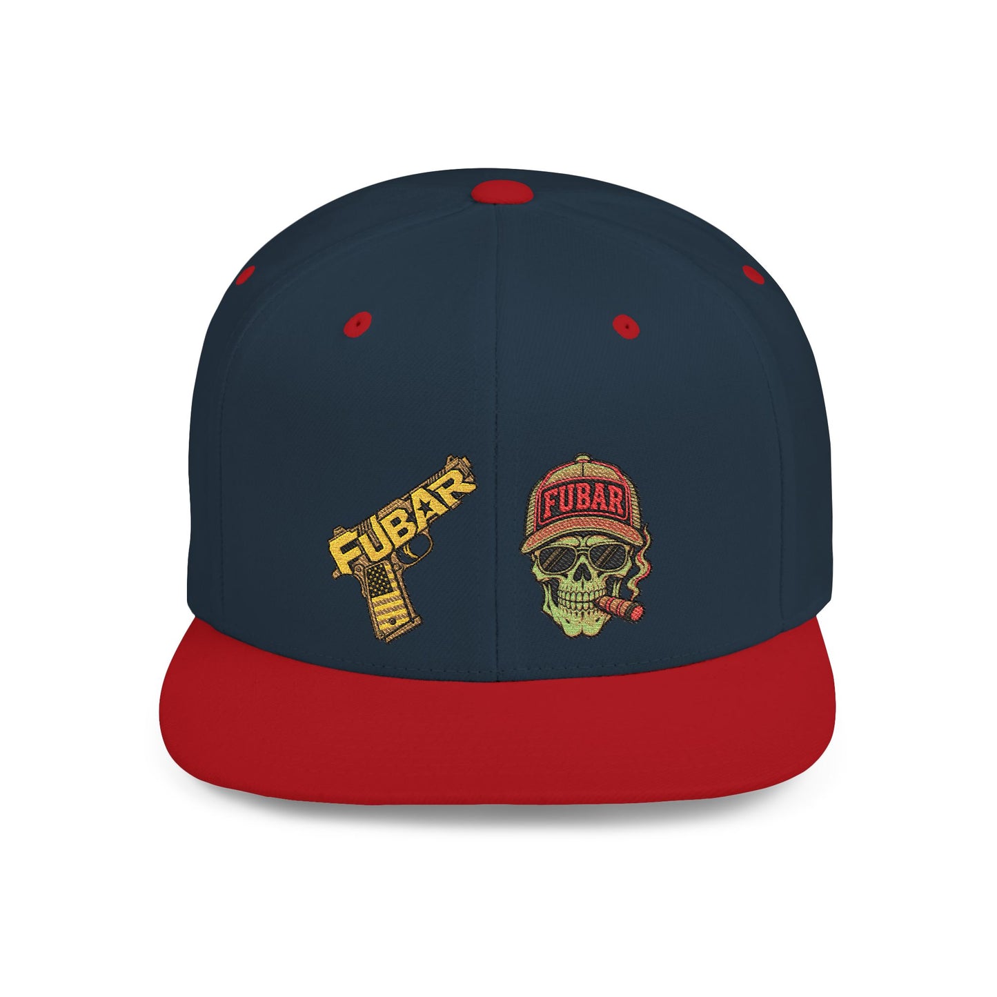 Skull & Pistol Flat Bill Snapback Hat
