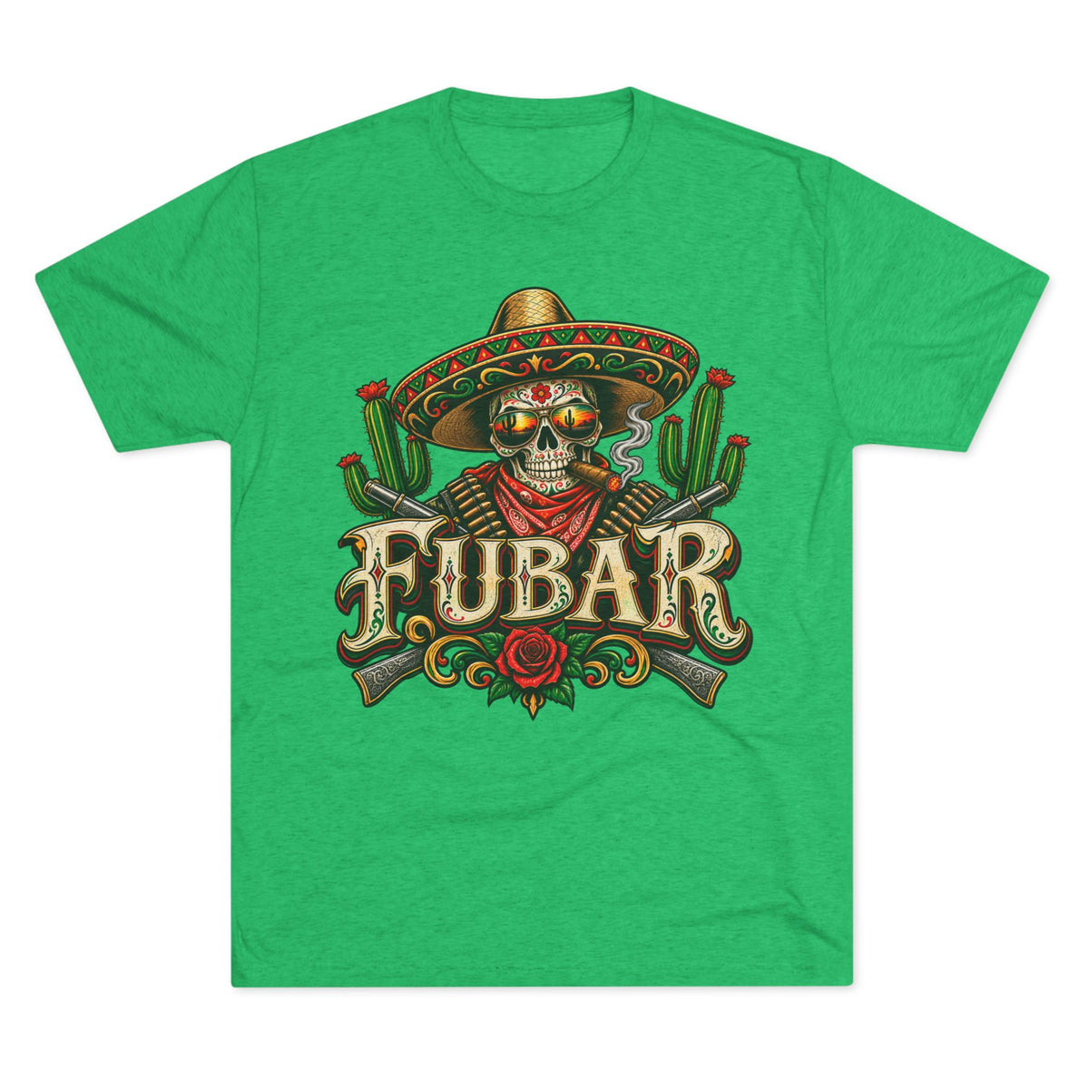 FUBAR Skull Tee — Day of the Dead Sombrero Graphic T-Shirt