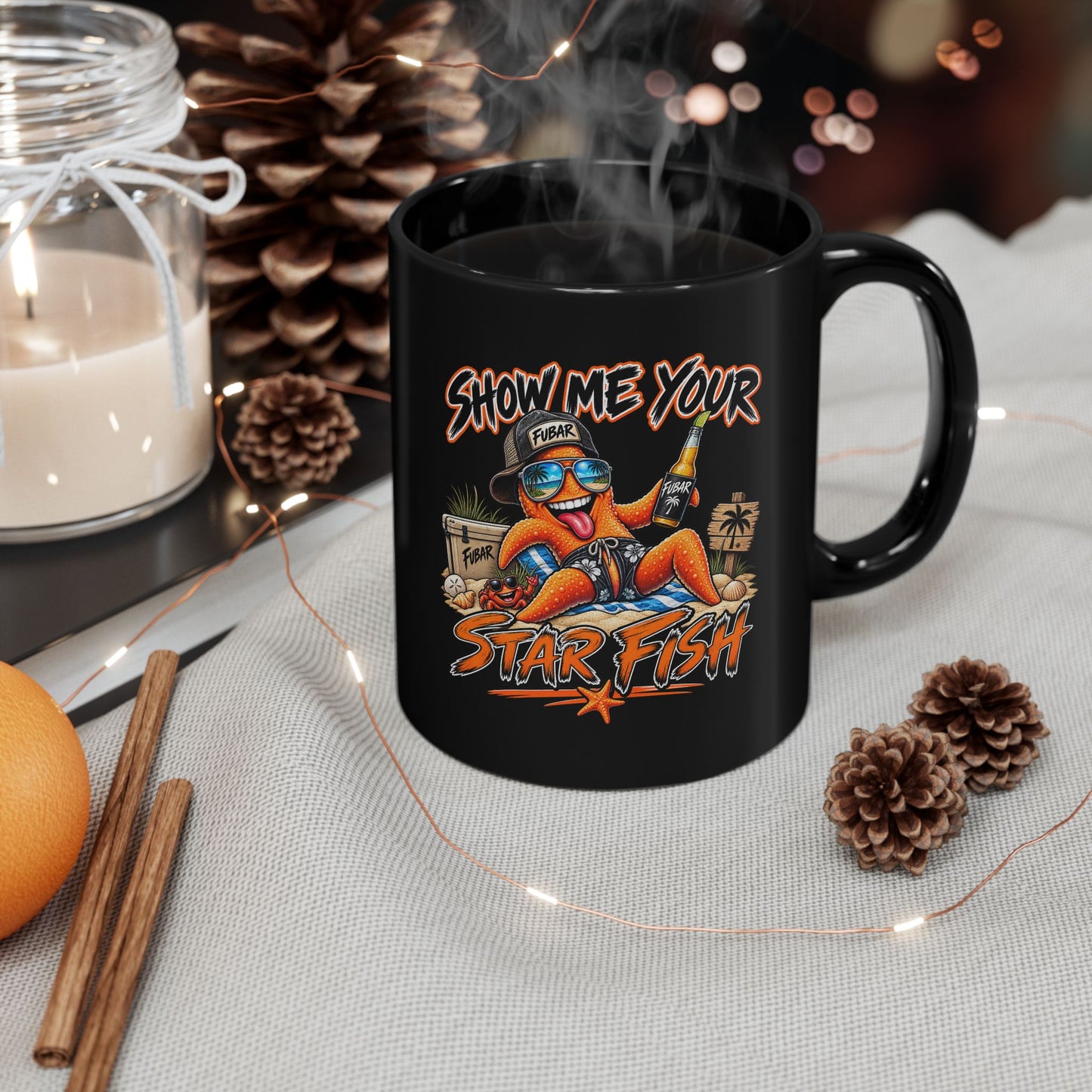Show Me Your Starfish Black Coffee Mug (11oz/15oz)