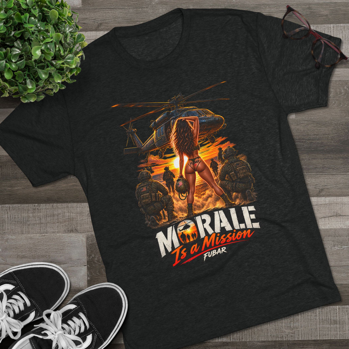 "Morale Is a Mission" FUBAR Skull Graphic Shirt