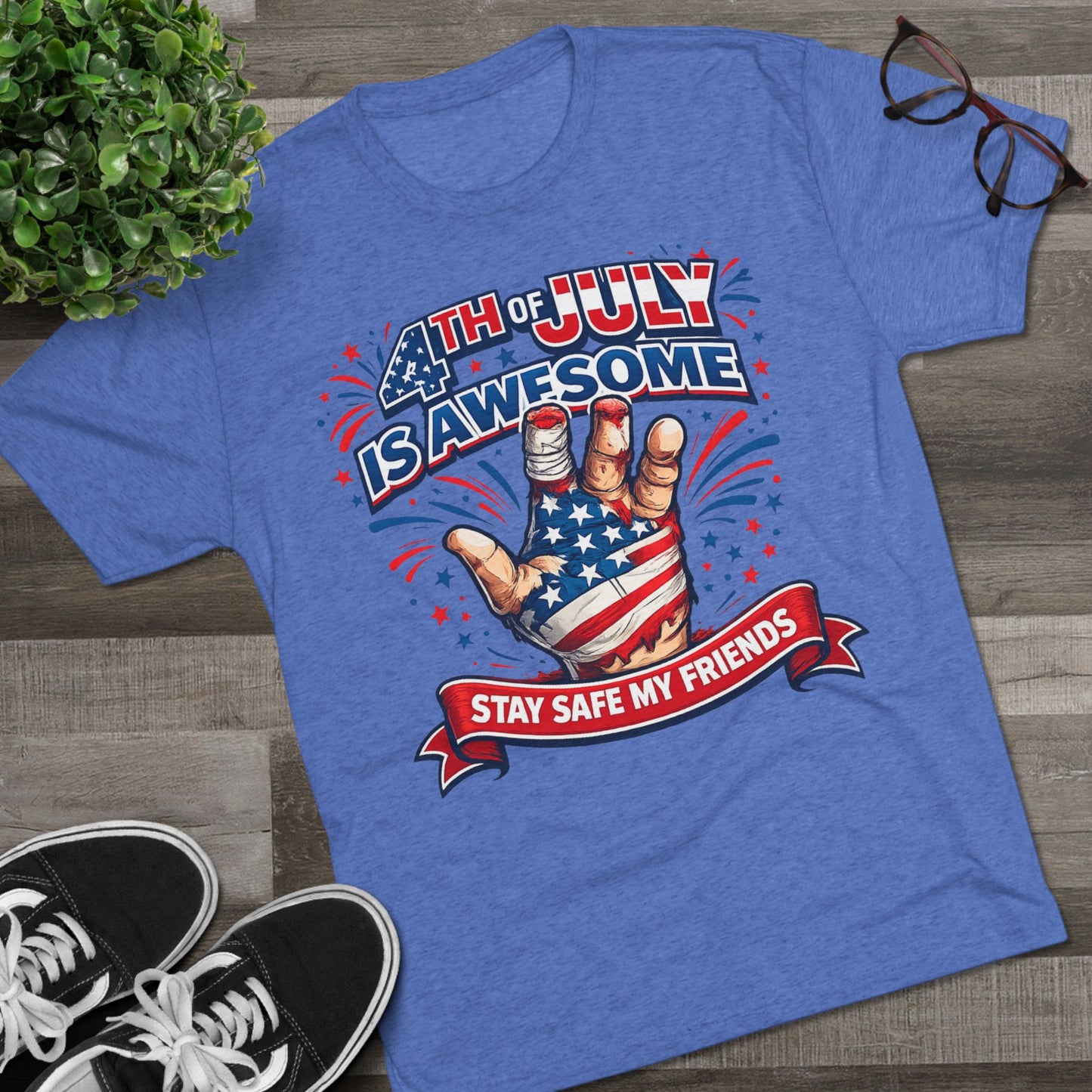 "4th of July Is Awesome" Patriotic Fireworks Shirt (Back: FUBAR)