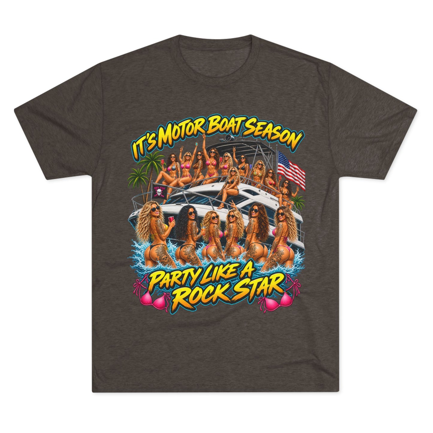 Motor Boat Season Party Tee — "Party Like a Rock Star" Graphic Shirt
