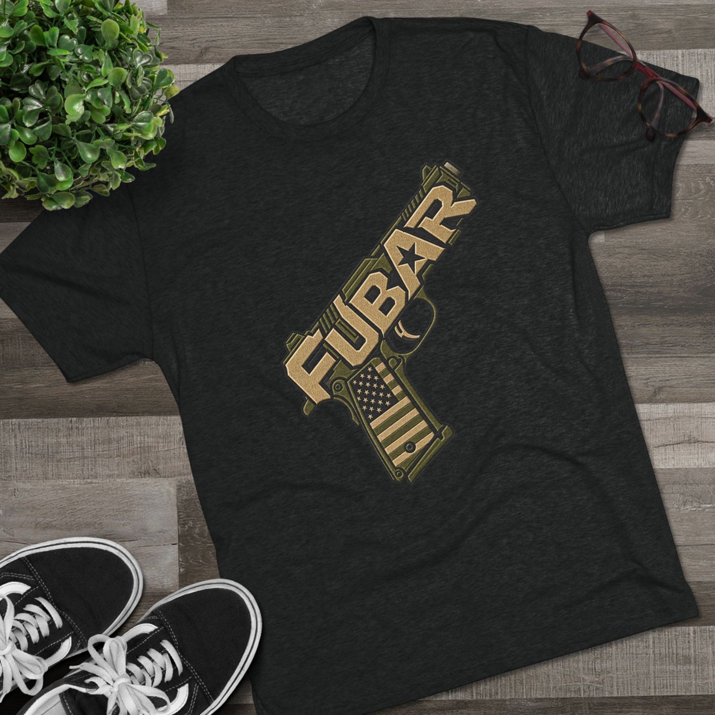 Fubar Military Flag Pistol Design Shirt