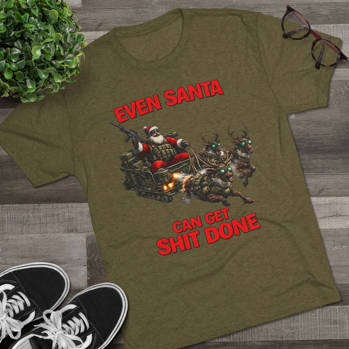 Even Santa Can Get Shit Done Christmas Tee