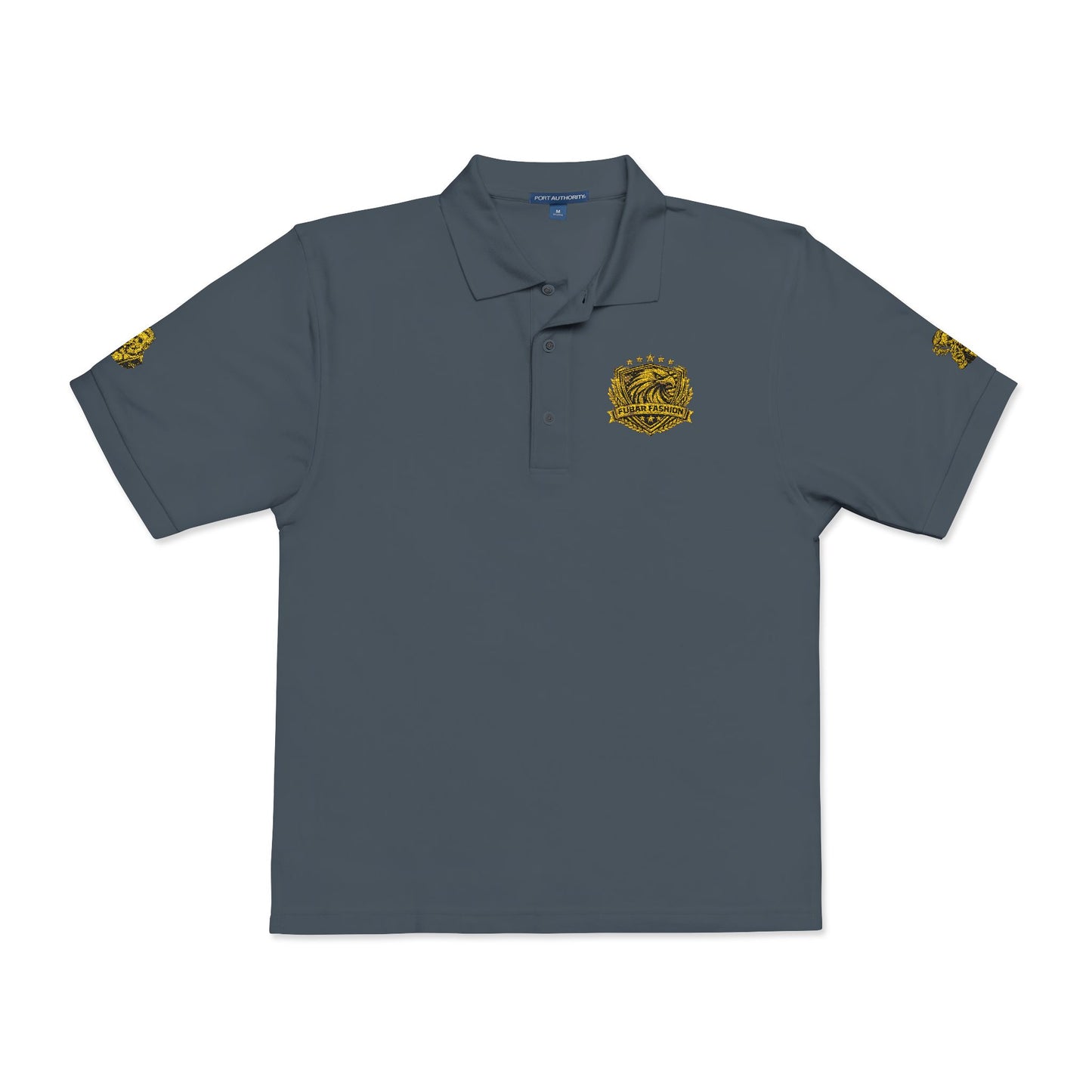 Embroidered Gold Floral Crest Polo Shirt