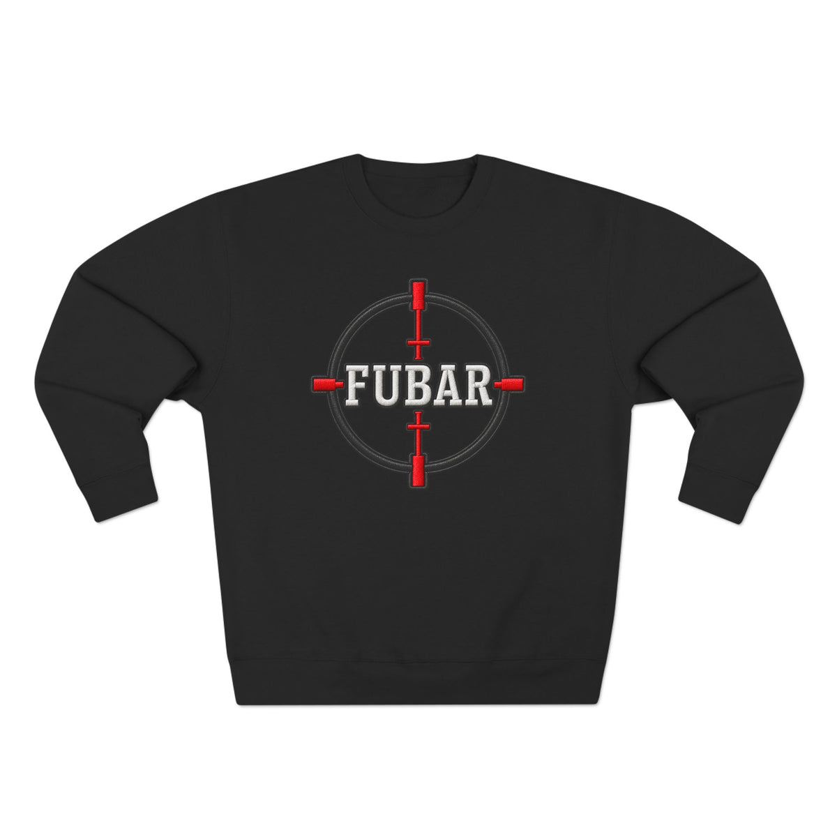 FUBAR Graphic Crewneck Sweatshirt — Tactical Skull & Crosshair Design