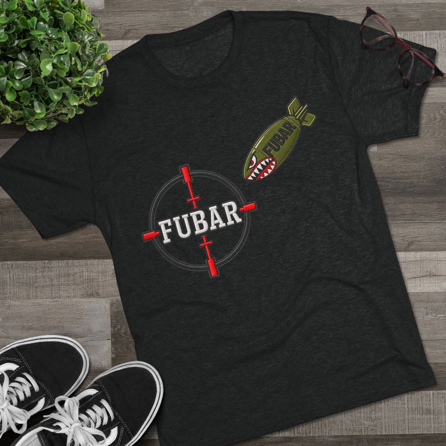Military Inspired Bomb & Star Emblem T-Shirt