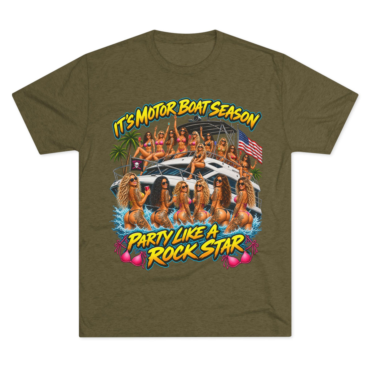 Motor Boat Season Party Tee — "Party Like a Rock Star" Graphic Shirt
