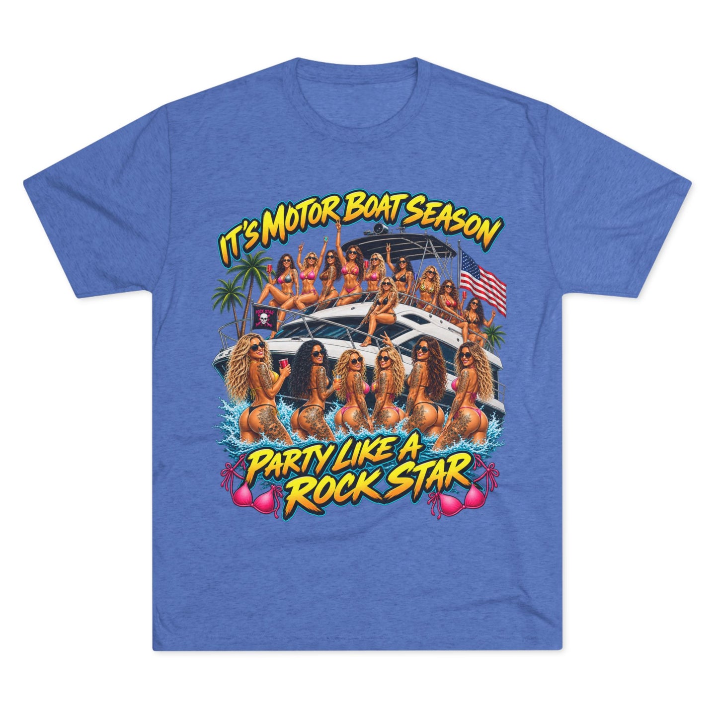 Motor Boat Season Party Tee — "Party Like a Rock Star" Graphic Shirt