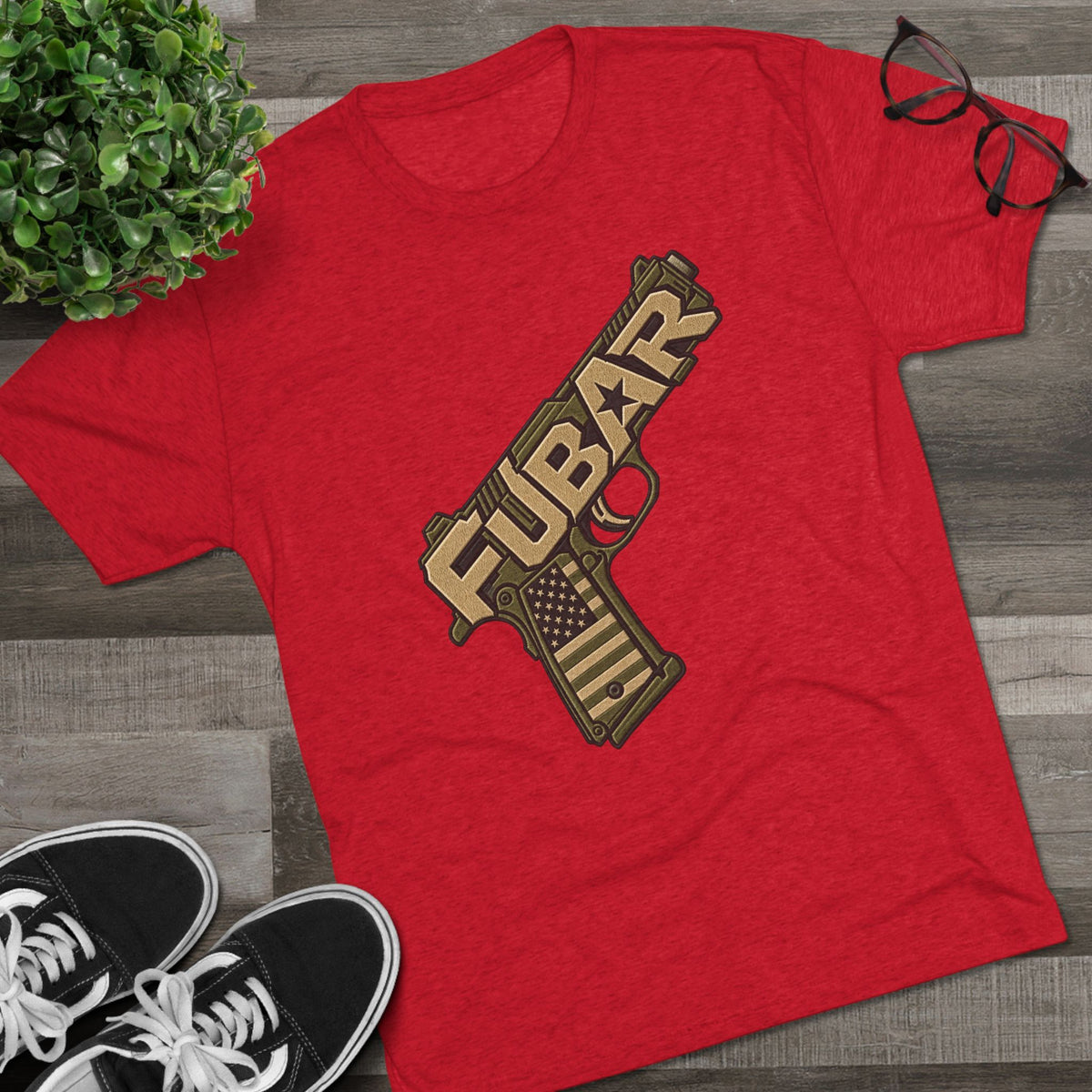 Fubar Military Flag Pistol Design Shirt