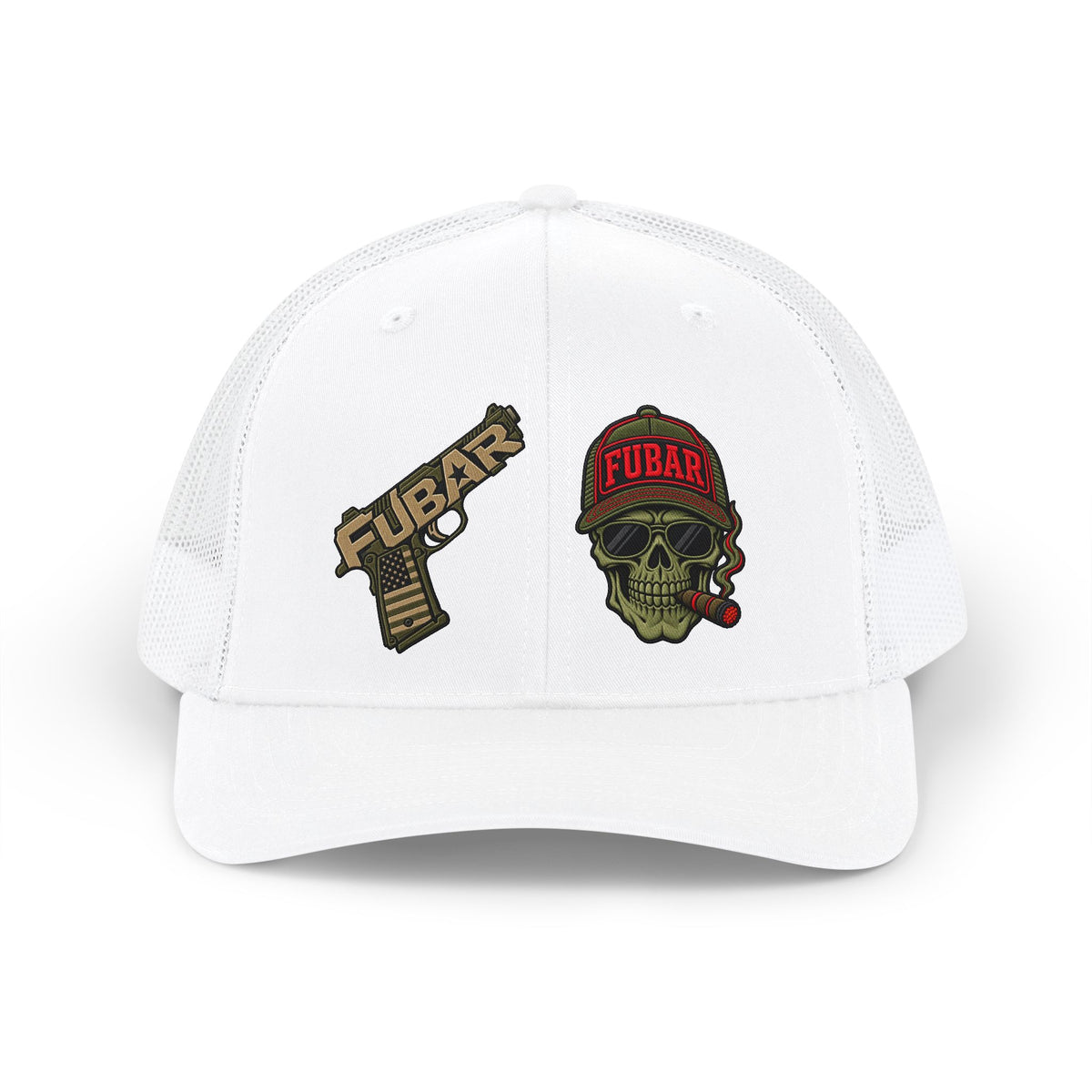 FUBAR Skull Snapback Trucker Cap (Direct-To-Film, Curved-Visor)