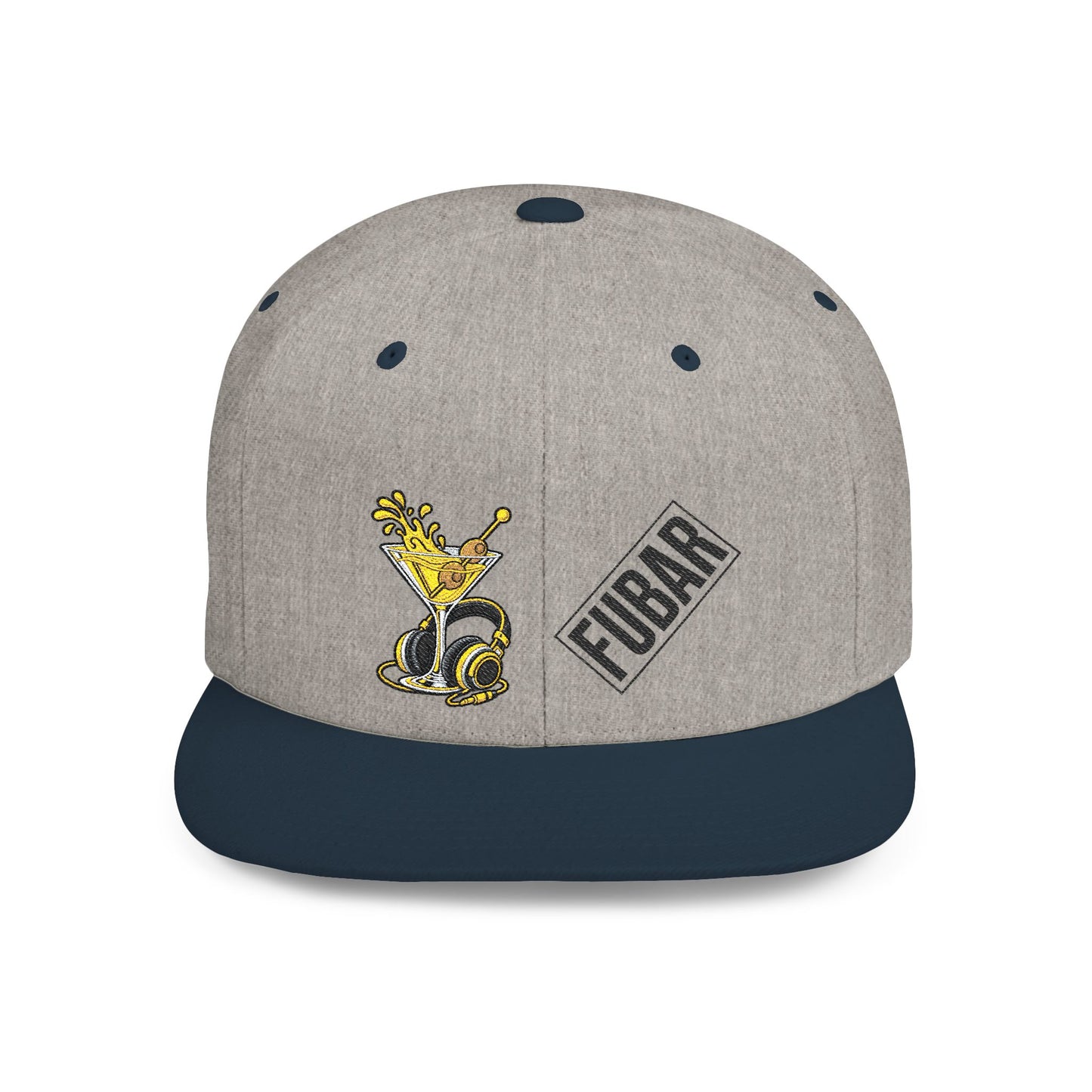 Flat Bill Snapback Hat — FUBAR Patch & Yellow Cartoon Design