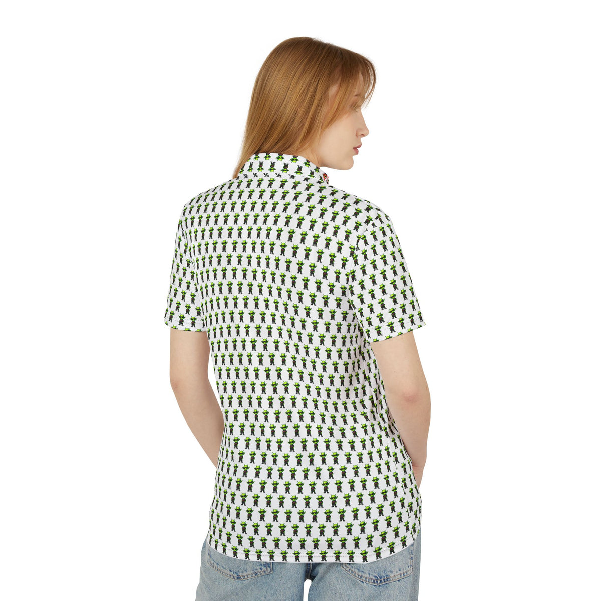 Green Alien all over print Polo Shirt