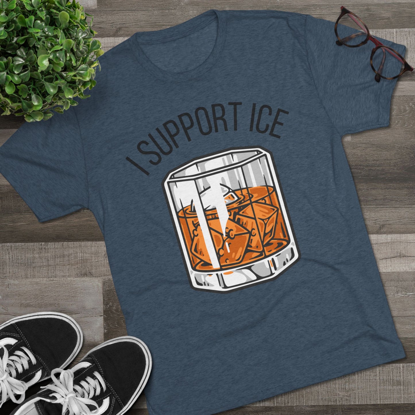Support Ice Whiskey T-Shirt — I.C.E. Bar Glass Cocktail Tee