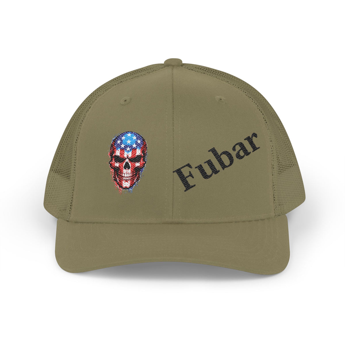 Richardson Patriotic Skull Snapback Trucker Cap (Embroidered)