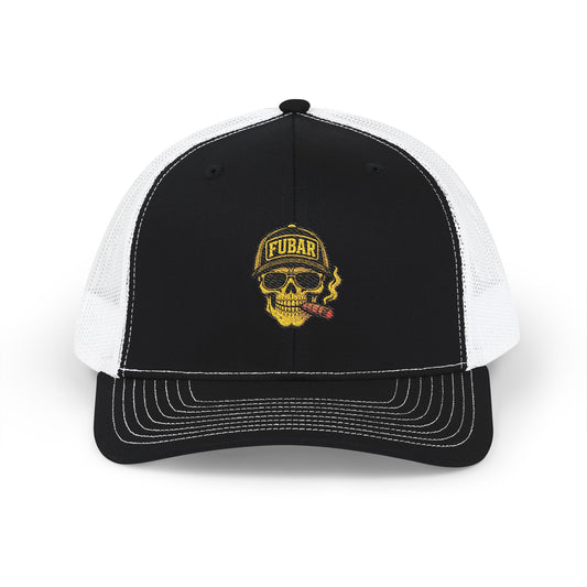 Richardson Skull & Cigar Trucker Cap — Snapback Hat (Embroidered)