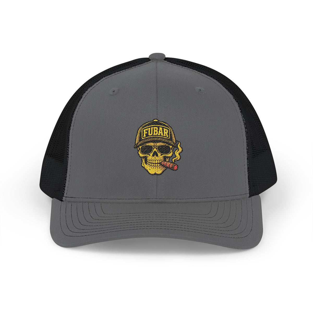 Richardson Skull & Cigar Trucker Cap — Snapback Hat (Embroidered)