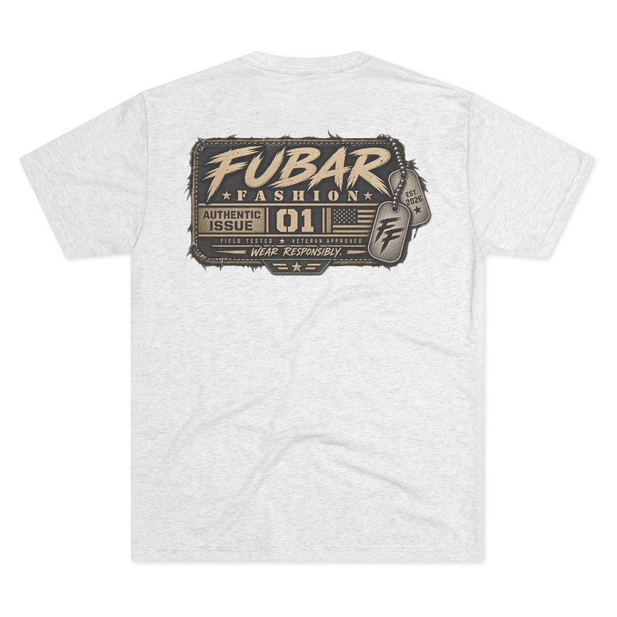 FUBAR Vintage Military Graphic Tee — American Flag Patch Design