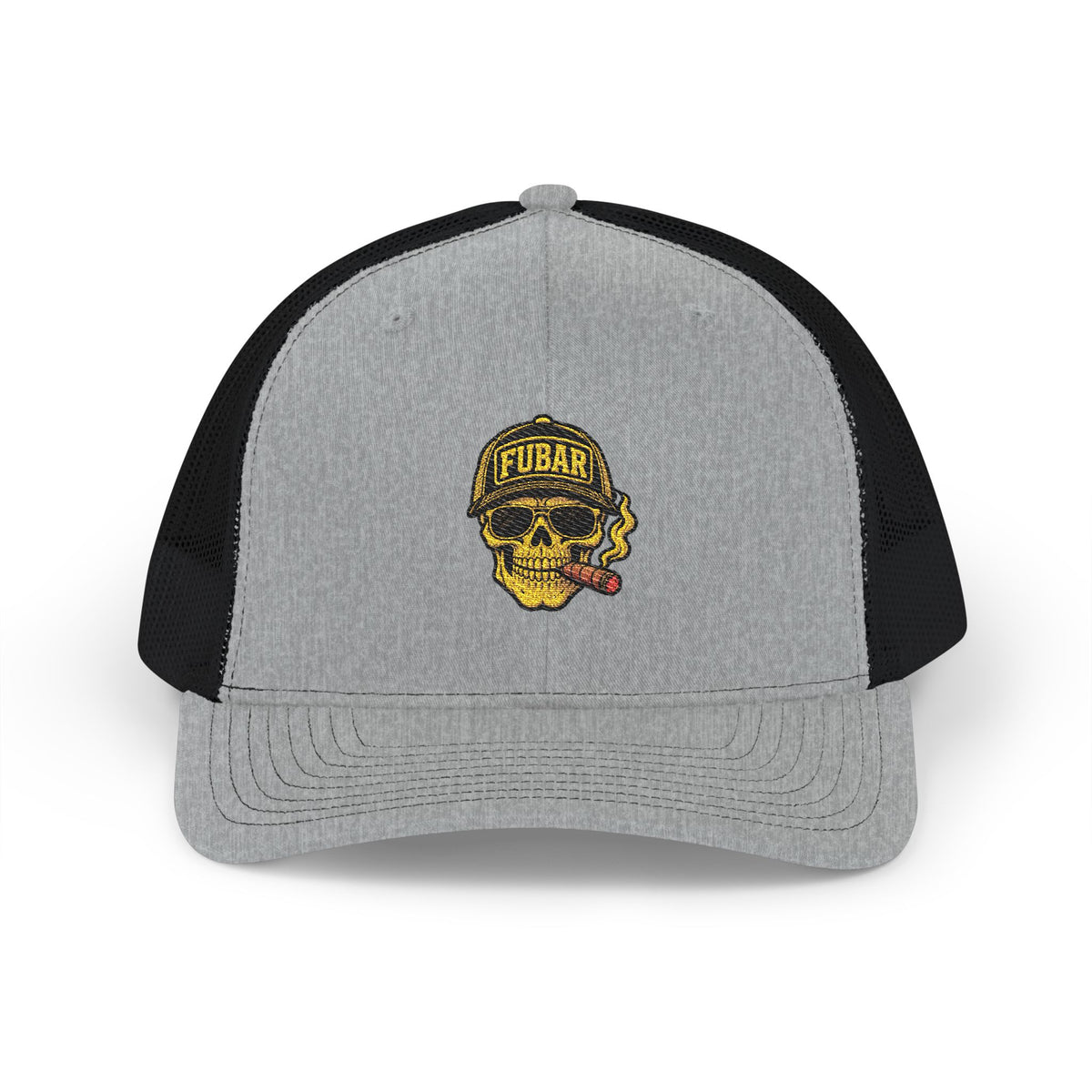 Richardson Skull & Cigar Trucker Cap — Snapback Hat (Embroidered)
