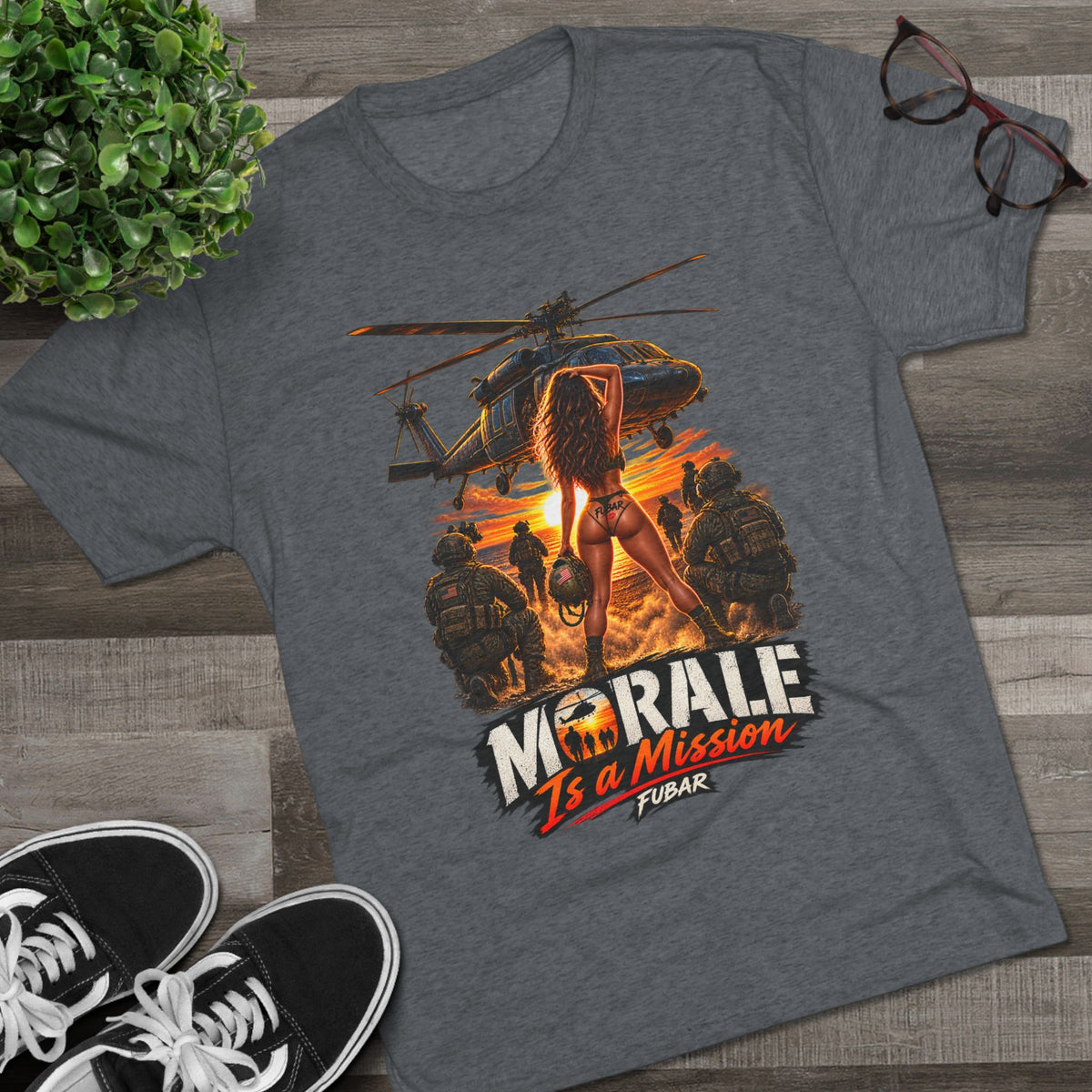 "Morale Is a Mission" FUBAR Skull Graphic Shirt
