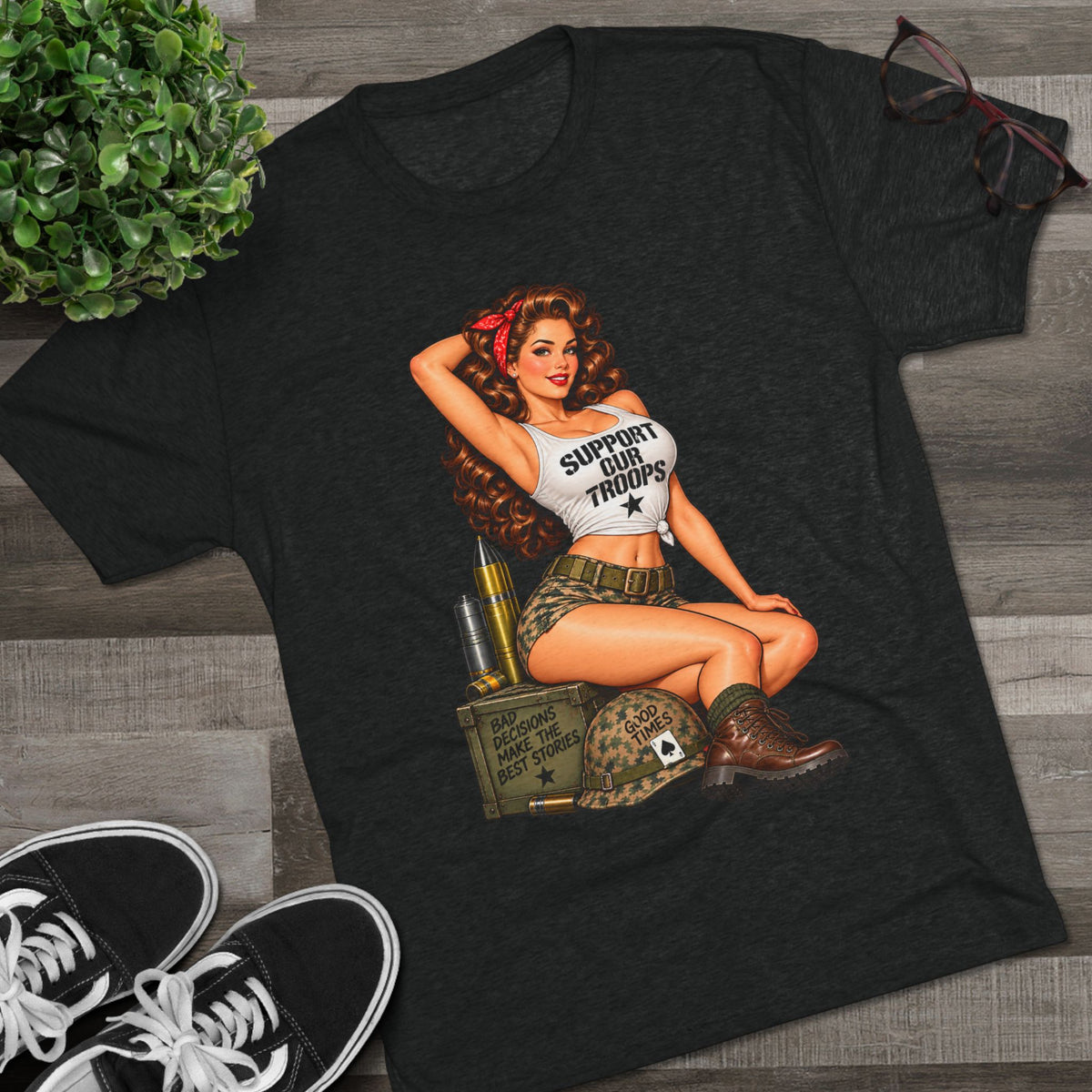 Support Our Troops Pinup T‑Shirt