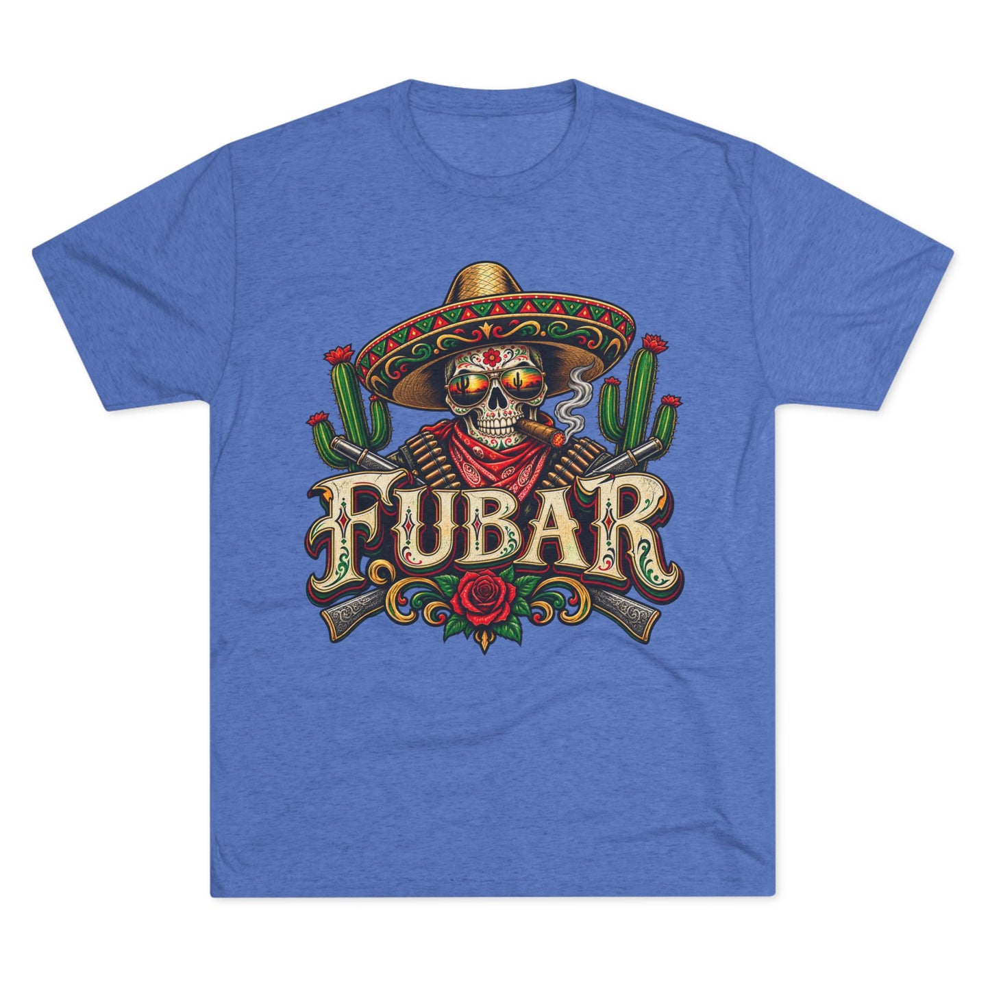 FUBAR Skull Tee — Day of the Dead Sombrero Graphic T-Shirt