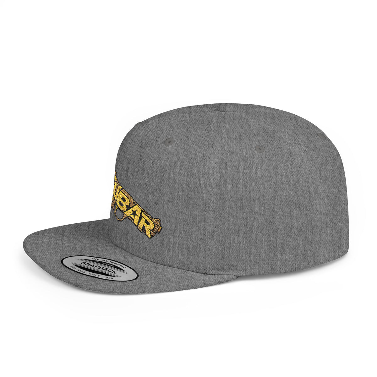 Snapback Hat — Gold 'FUBAR' Gun Embroidery