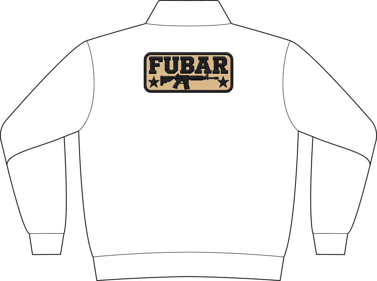 Quarter-Zip Fleece Sweatshirt — Minimal 'FUBAR' Chest Logo