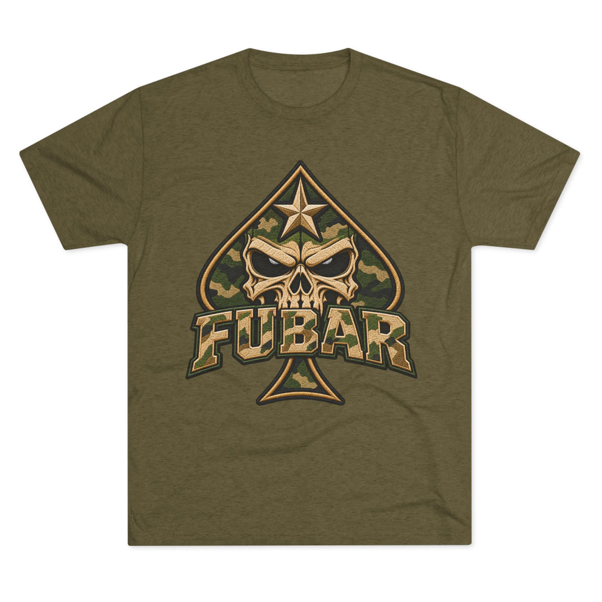 FUBAR Camo Skull Tee — Military Ace Spade Graphic Shirt