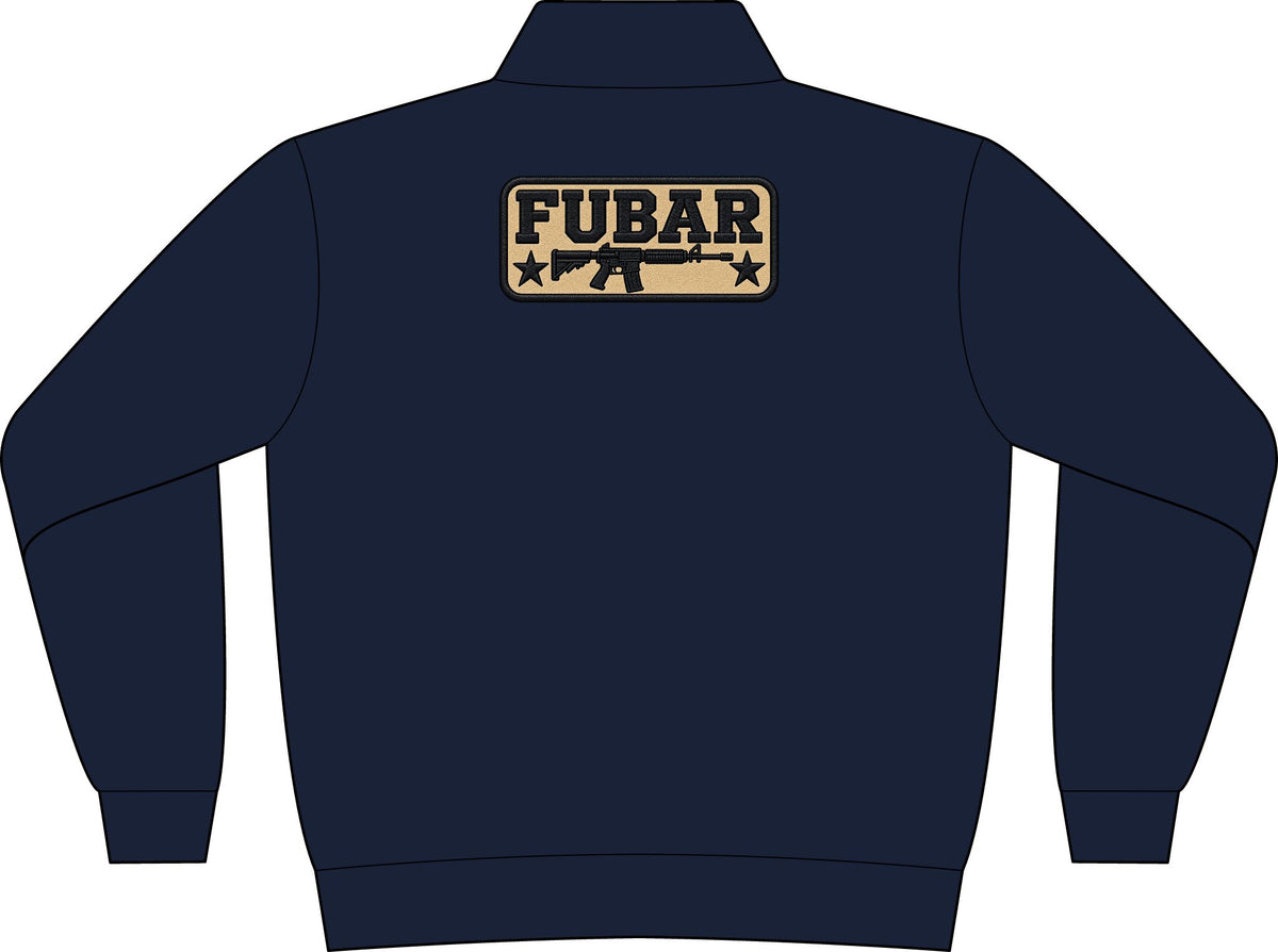 Quarter-Zip Fleece Sweatshirt — Minimal 'FUBAR' Chest Logo