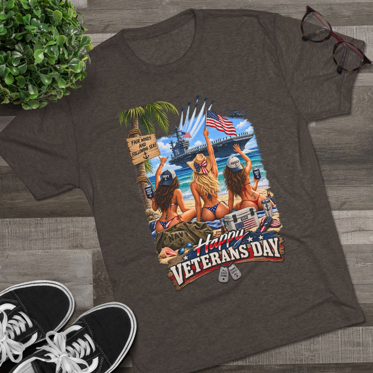 Veterans Day Beach Party T-Shirt (Ship)