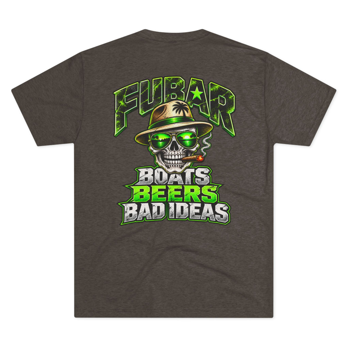 'Boats Beers Bad Ideas' Neon Skull Beach Shirt
