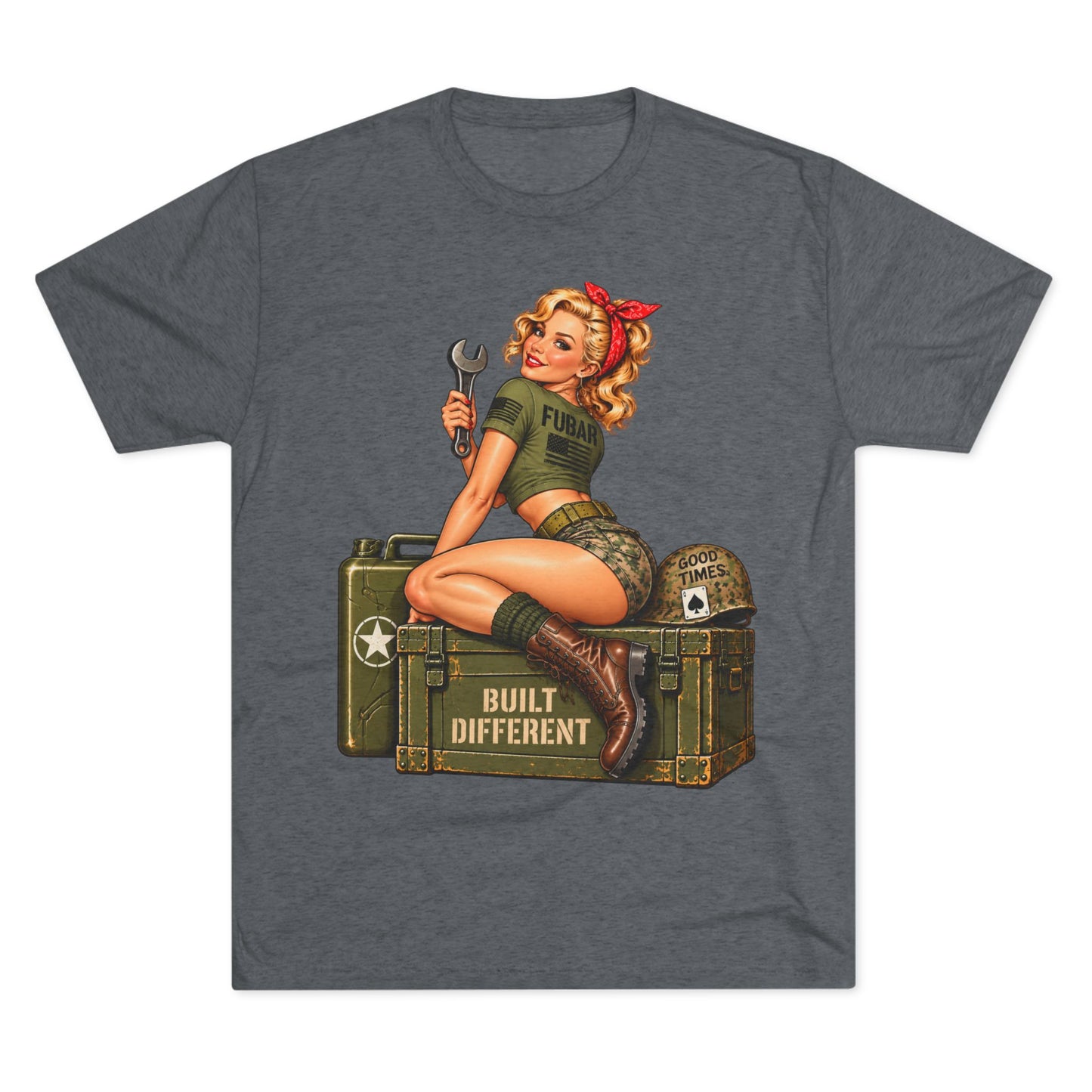 “Built Different” Pin up-Military Shirt