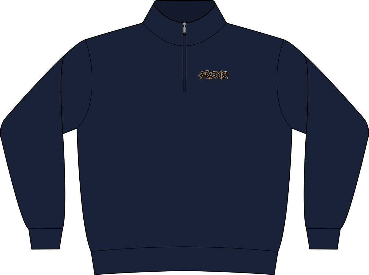 Quarter-Zip Fleece Sweatshirt — Minimal 'FUBAR' Chest Logo
