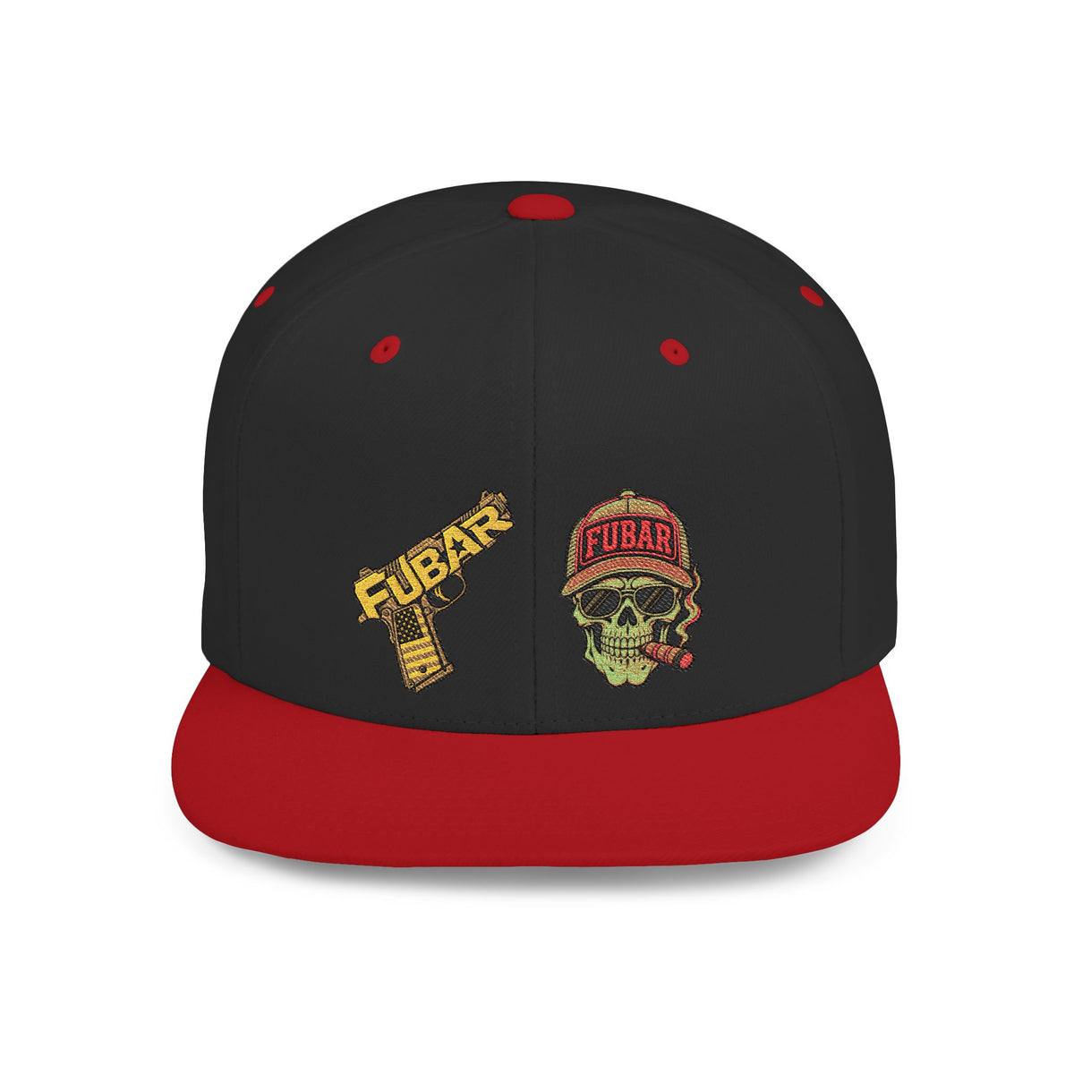 Skull & Pistol Flat Bill Snapback Hat