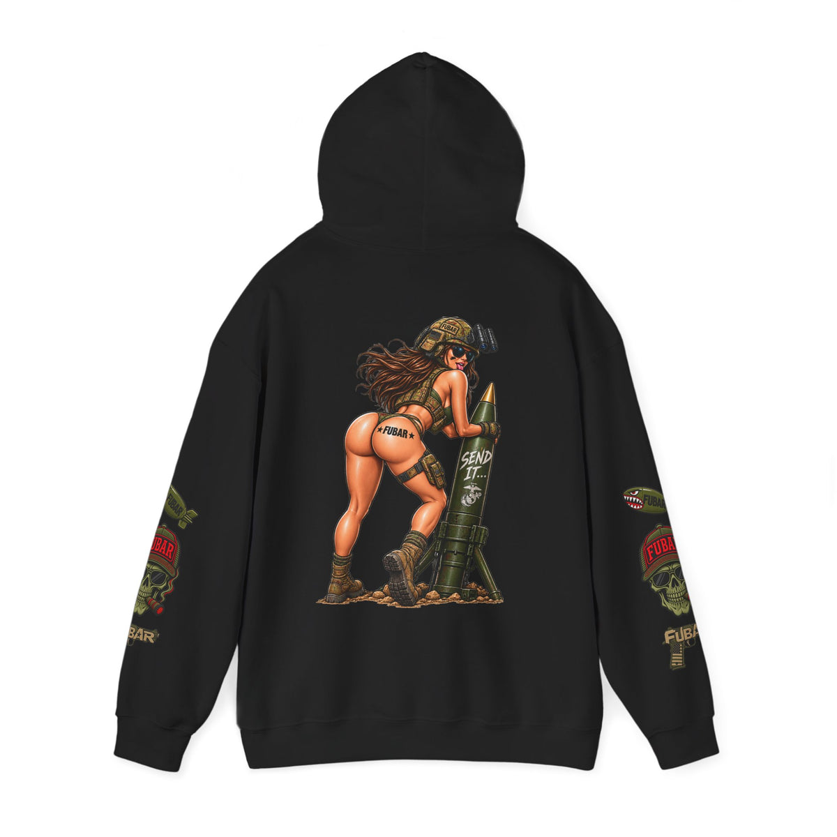 FUBAR Fashion Hoodie — Pin-Up Bomber Girl Graphic Pullover