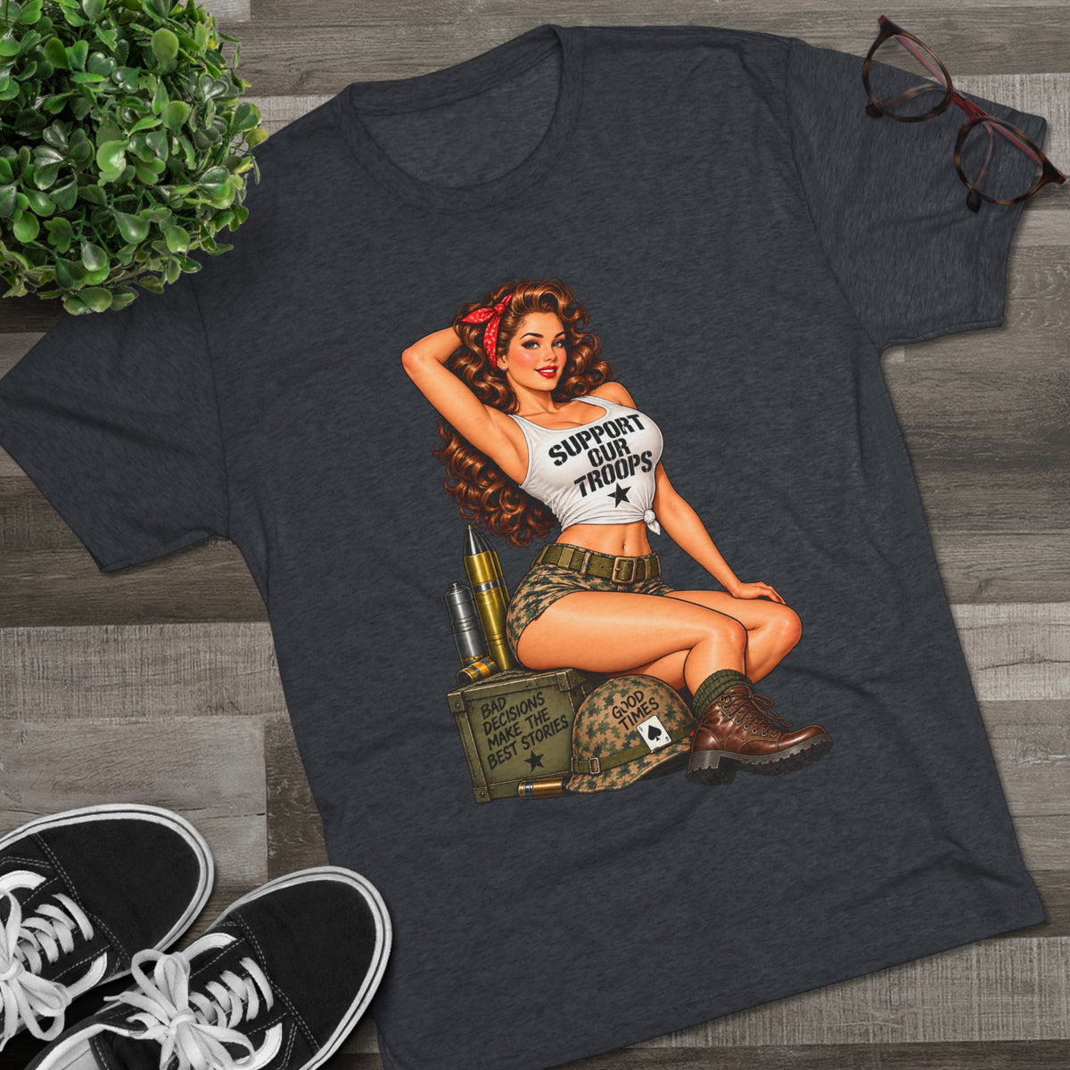 Support Our Troops Pinup T‑Shirt