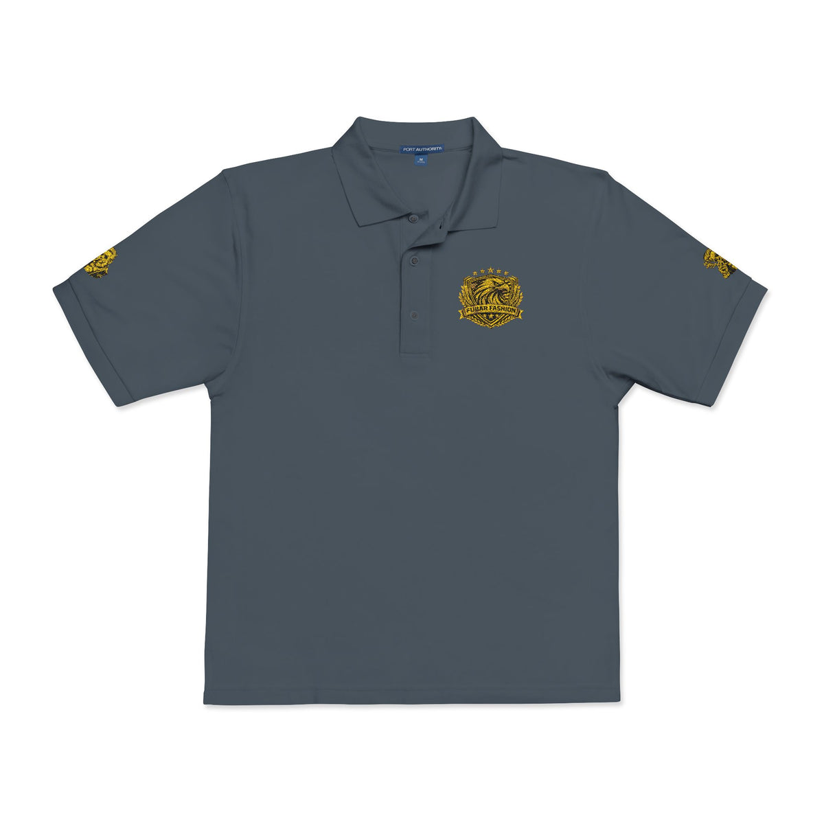 Embroidered Gold Floral Crest Polo Shirt