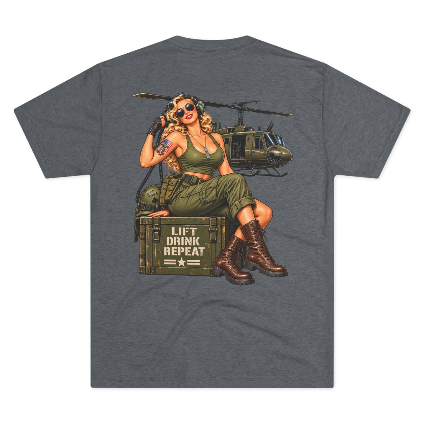 Vintage Bomber Tee-Lift Drink Repeat Pinup